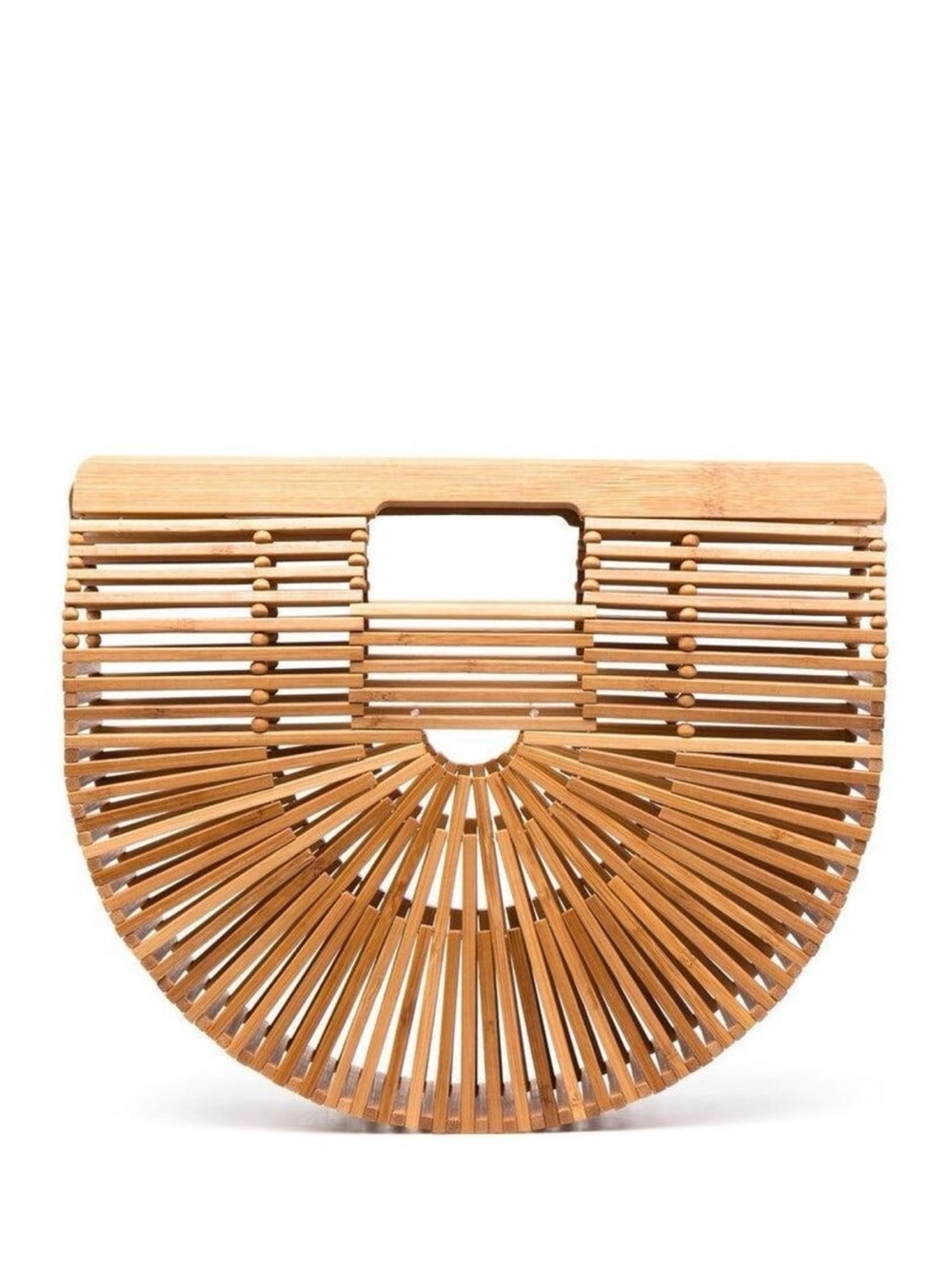 Natural Bamboo Half-Moon Handbag - Tan
